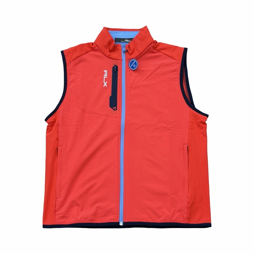 Size Medium RLX Golf Vest Red Navy Blue Full Zip